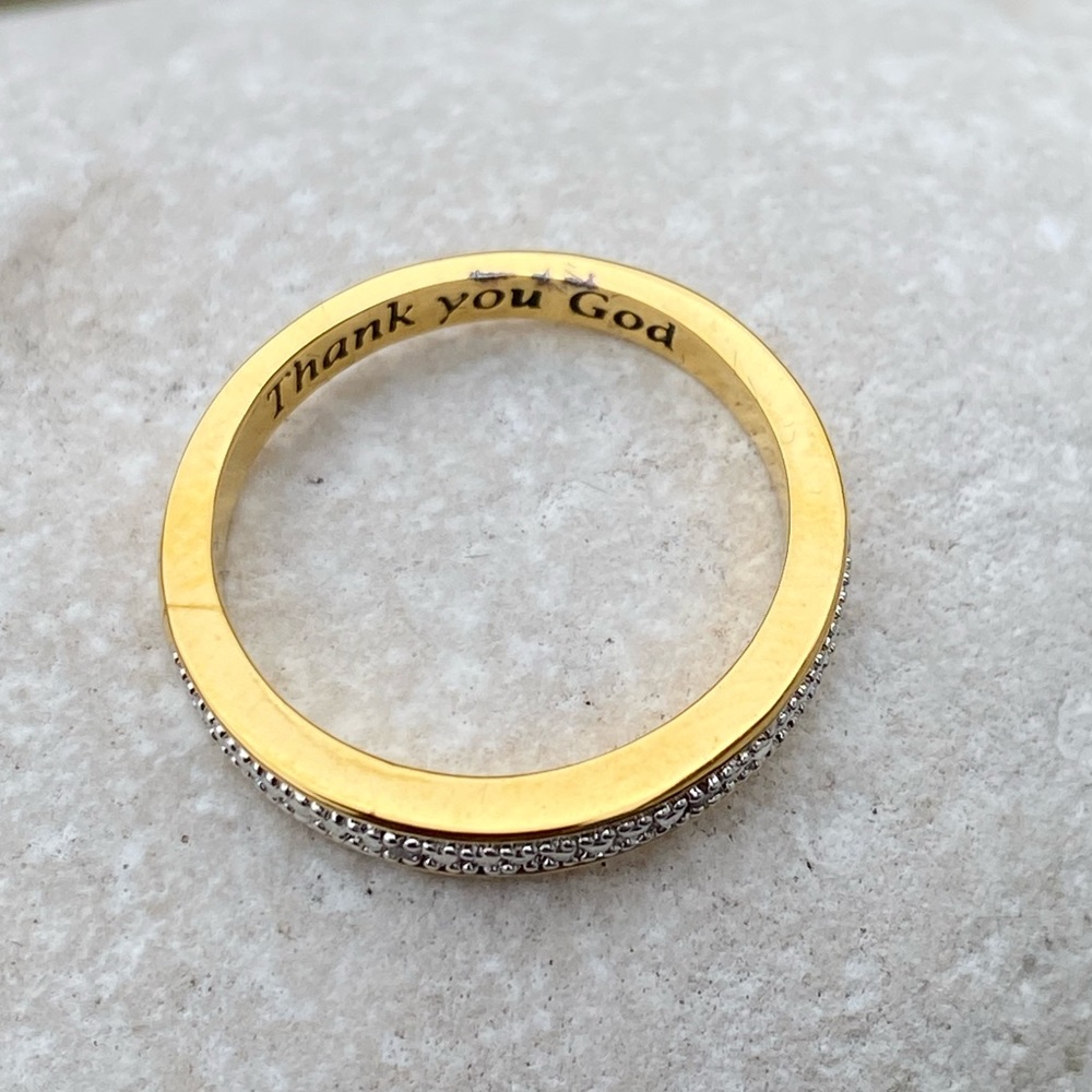 Danbury Mint stackable Diamond ring set Cross trio 14kt gold plated sz 7 - Picture 14 of 16